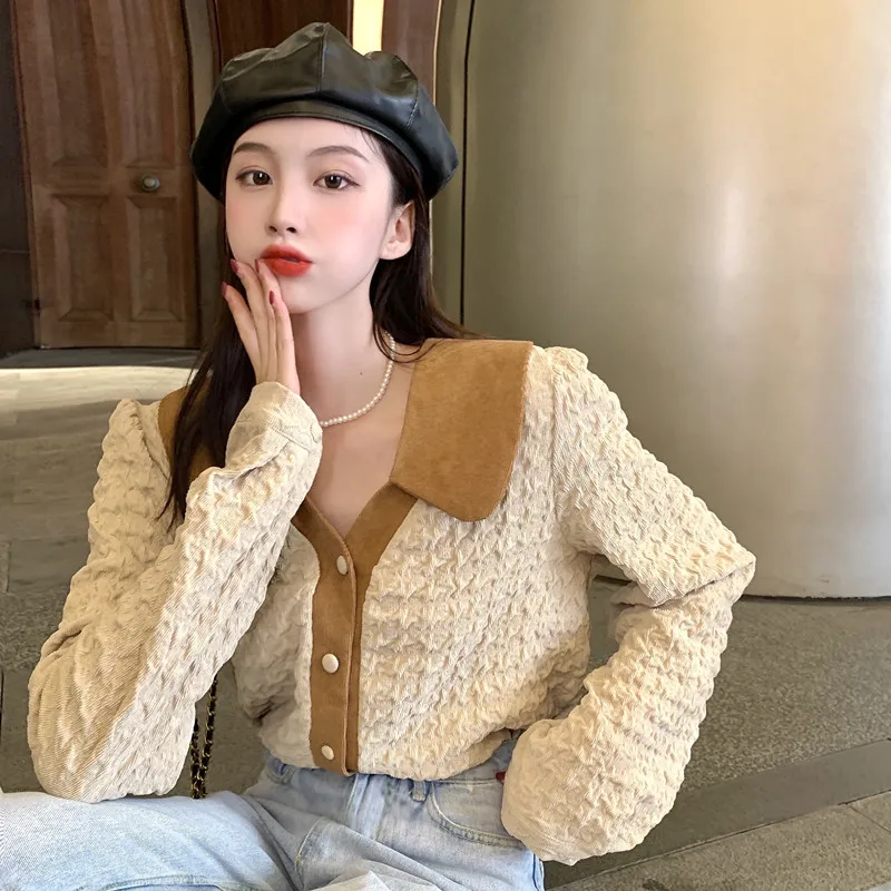 

Temperament, early autumn blouse, long sleeve women's design, 2021 retro spring and autumn, hot girl blouse, Korean fashion
