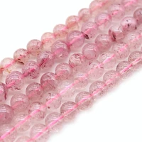 a quality natural stone strawberry quartz crystal round loose stone beads 15 strand 6810mm pick size for jewelry making diy