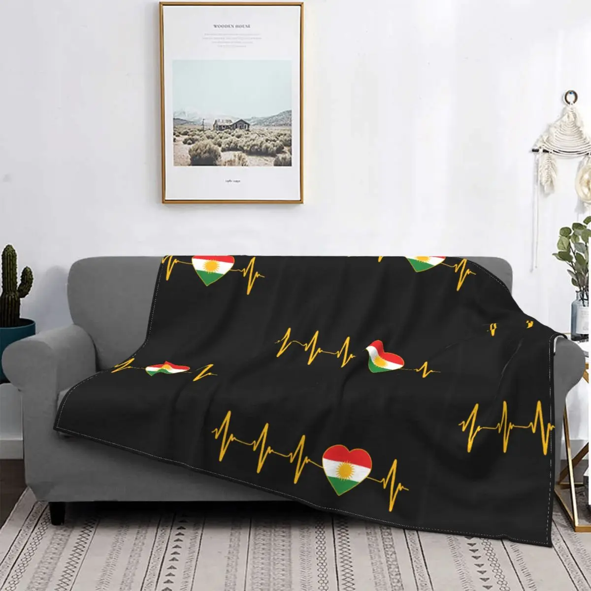 

Kurdish Heartbeat Flag I Love Kurdistan Blankets Flannel Winter Portable Thin Throw Blankets for Bed Office Rug Piece