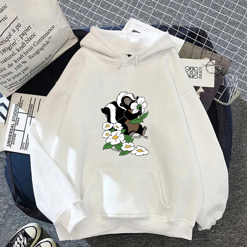 

Disney Bambi Hoodies Thumper Rabbit Flower Autumn Women Kawaii Hooded Pullover Clothes Cartoons Women Warm Femme Sweatshirt Tops