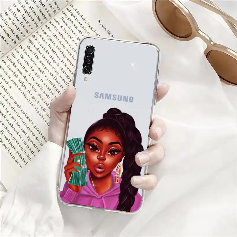

Black head Girl sexy Phone Case Transparent for Samsung s9 s10 s20 Huawei honor P20 P30 P40 xiao mi note mi 8 9 pro lite plus