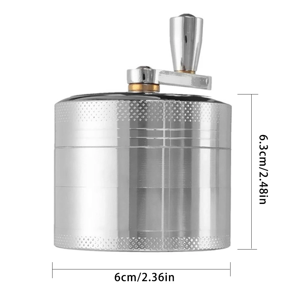 

Manual Grinder Pepper 63mm Hand Mill Grinder With Crank Handle Pollen Grinder Spices Crusher For Herb Coffee Salt Pepper Silver