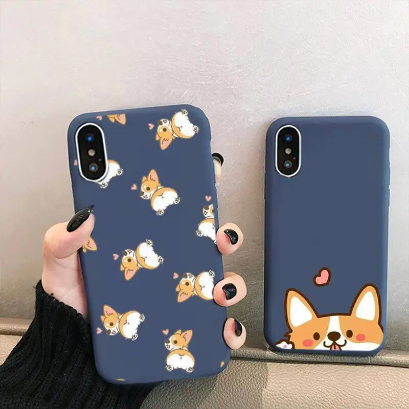

Cute Cartoon Corgi Phone Case For IPhone 6 6s 7 8 Plus X Xs Xr Xsmax 11 12 Pro Promax 12mini Candy Purple Silicone Cover