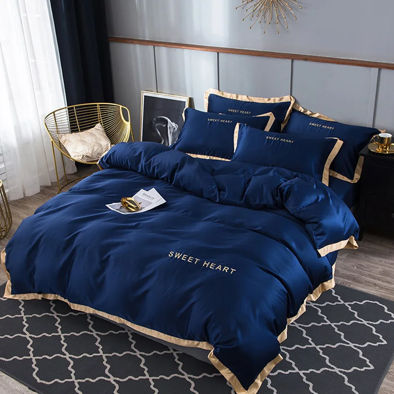 

Luxury 4Pcs Bedding Set Brief Duvet Cover with Pillowcase Bed Linens Sheet Quilt Covers Single Queen King Bedclothes for Home