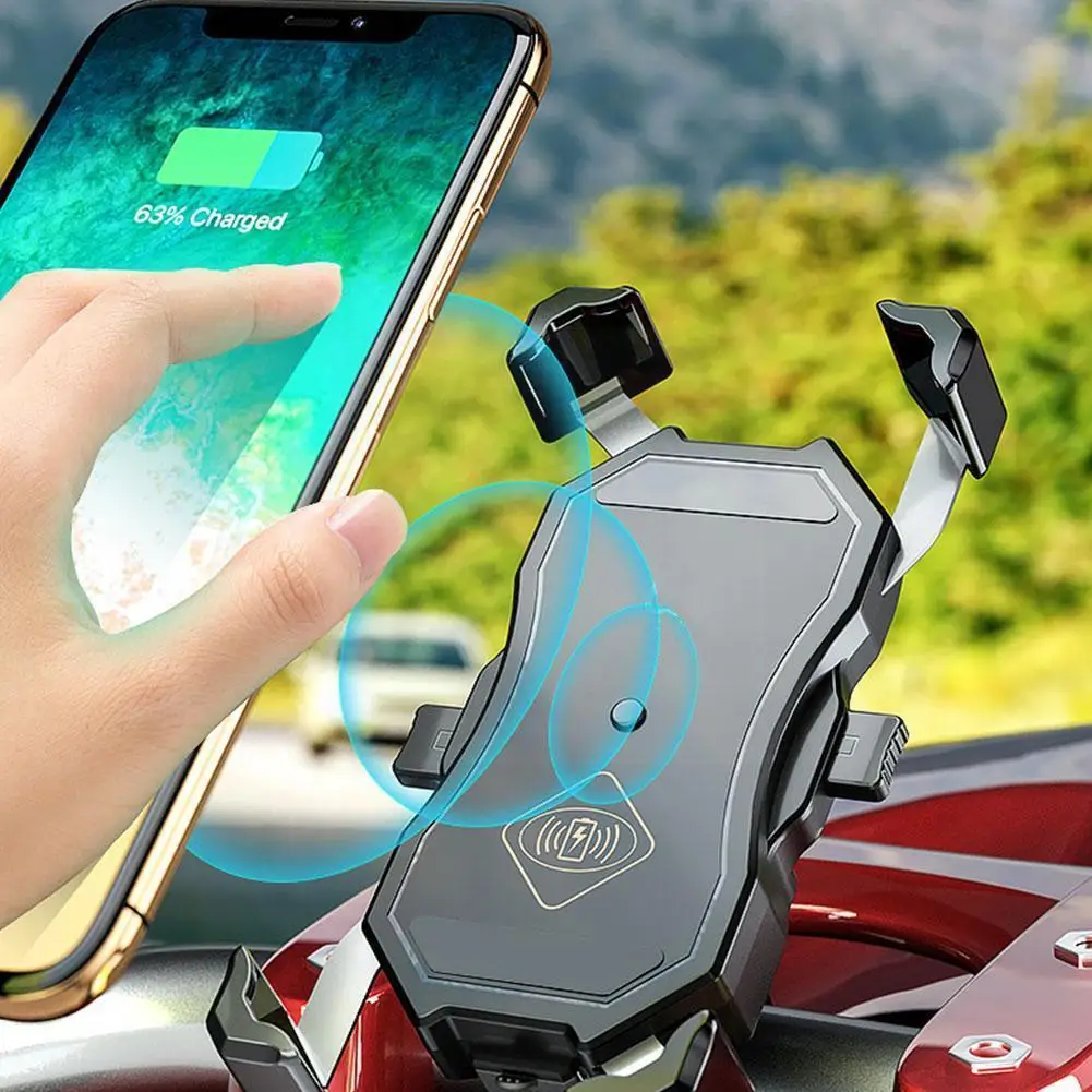 

Motorcycle Mobile Phone Holder For Bicycle 15w Wireless Wire Control Usb 2-in-1 Mountain Bike Handlebar Mobile Phone S1q6