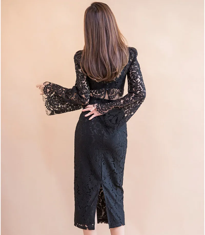 Привлекательный кружевной Женский комплект из двух предметов короткий топ с