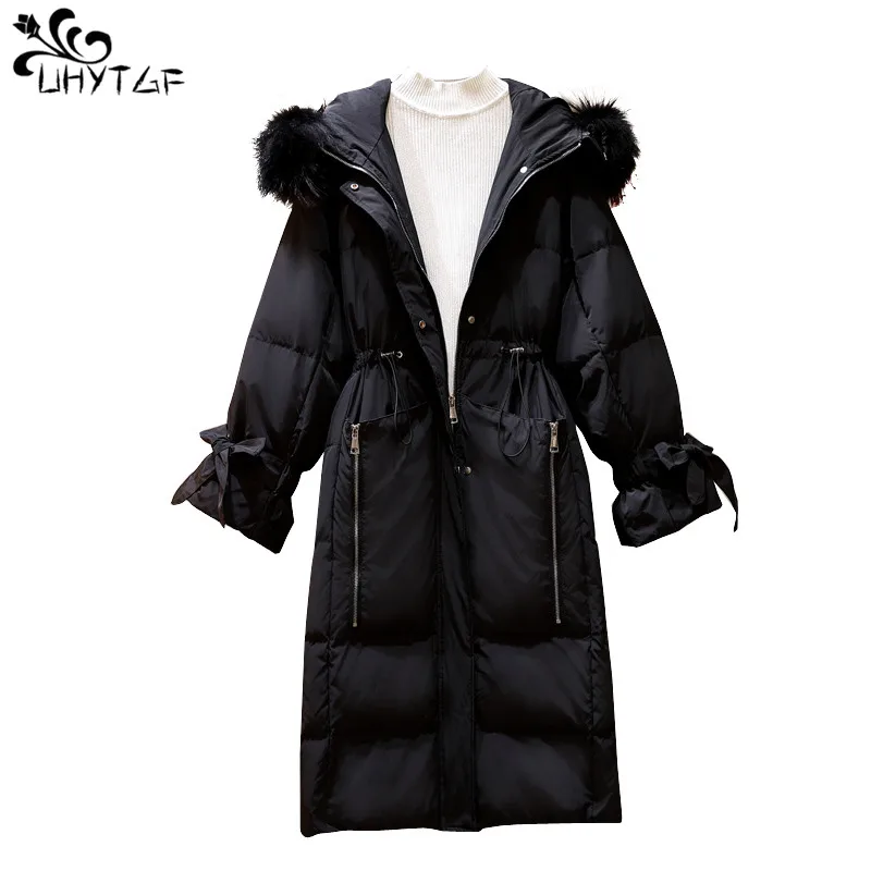 

UHYTGF New Women's Winter Coat Female Hooded Warm Jacket Women Long Cotton Parka Plus size Korean Thicken Down cotton Coats X741