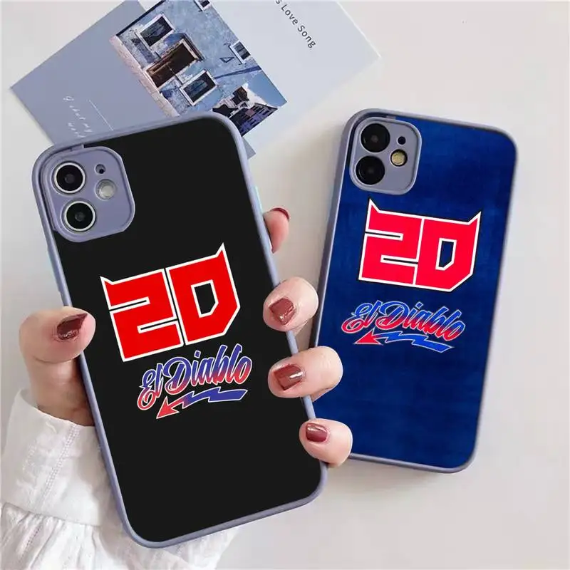 

Moto Fabio Quartararo NO.20 Phone Case For iphone 13 12 11 xr xs x 7 8 pro max Light gray Soft TPU Silicone Clear Case Cover
