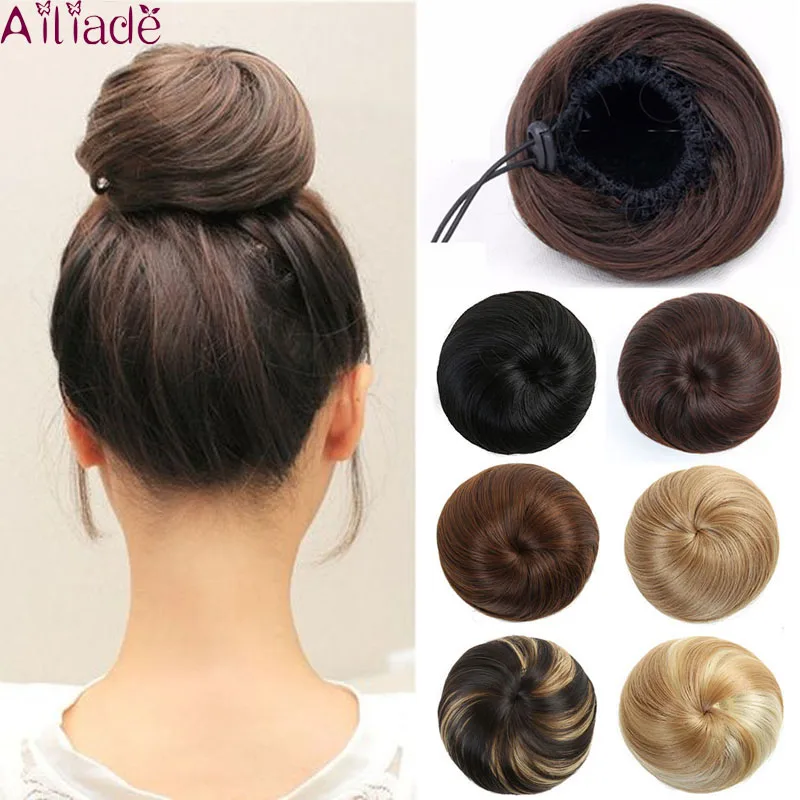 AILIADE прямые булочки Эластичный шнурок волос шиньон синтетический пончик ролик