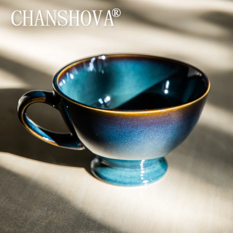 

CHANSHOVA 500ml Ceramic Personality Kiln random texture coffee mug Tall feet breakfast cups teacup China porcelain H658