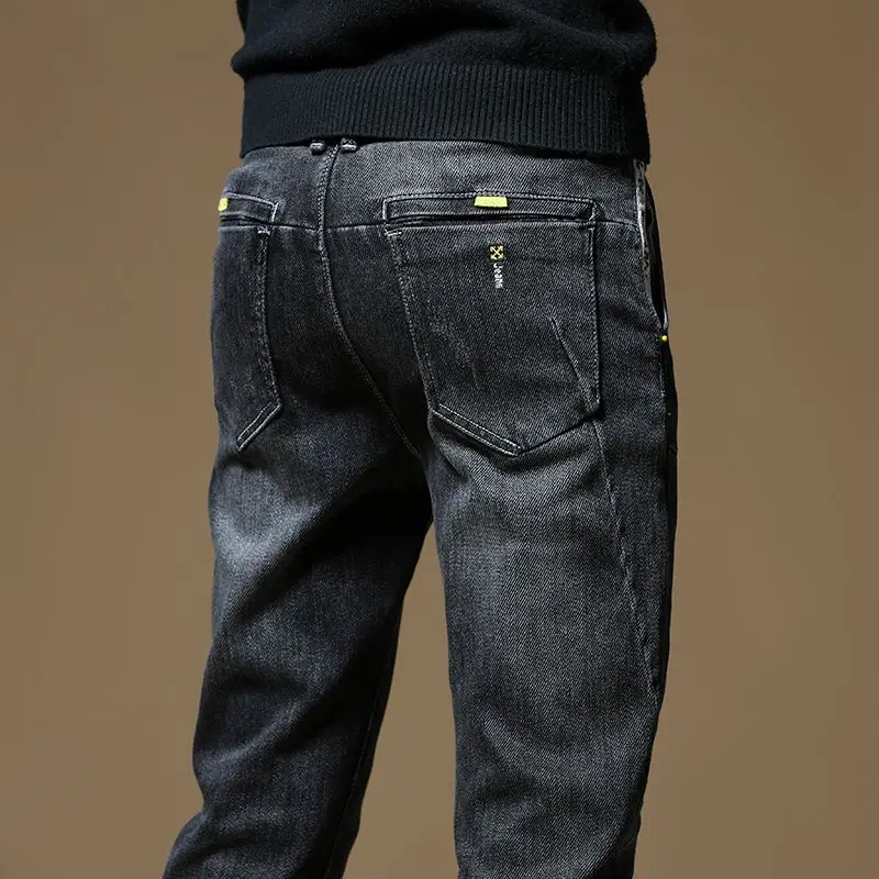 

2020 Popular Stylish Top Quality Stretch Men Jeans Straight Thin Solid Leisure Trousers Classic Jeans