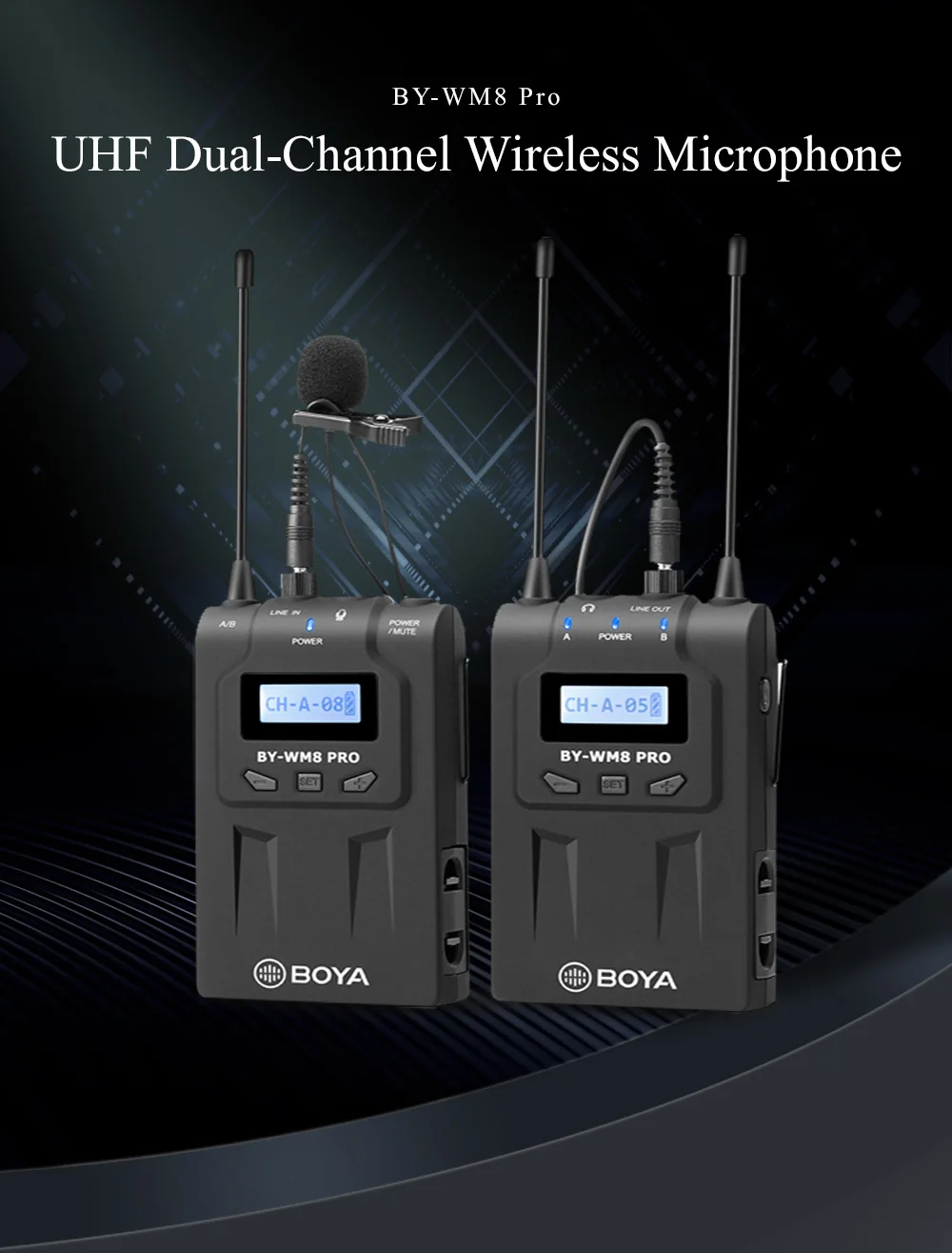 BOYA BY-WM8 Pro UHF Беспроводная микрофонная система двухканальная для Canon Nikon sony DSLR камера видеокамера ENG пленка Vlog видео микрофон