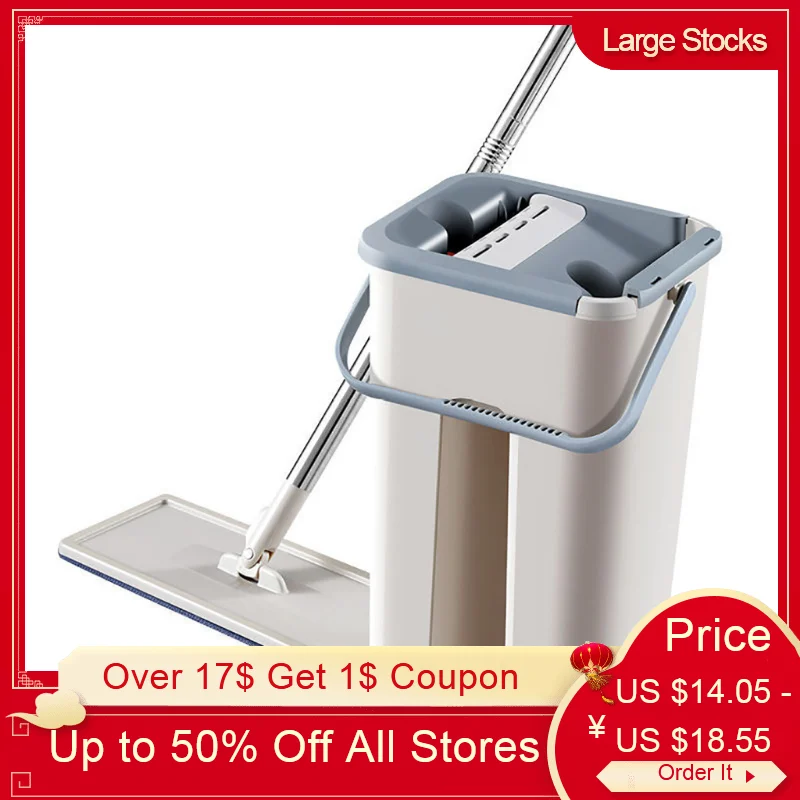 Автоматическая швабра и ведро с плоским выдавливанием избегайте мытья рук