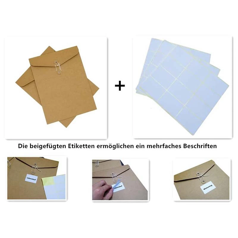 

10Er Document Case Made Of Cardboard / Kraft Paper in A4 Format, Document Folder, Briefcase, Folder for Office School