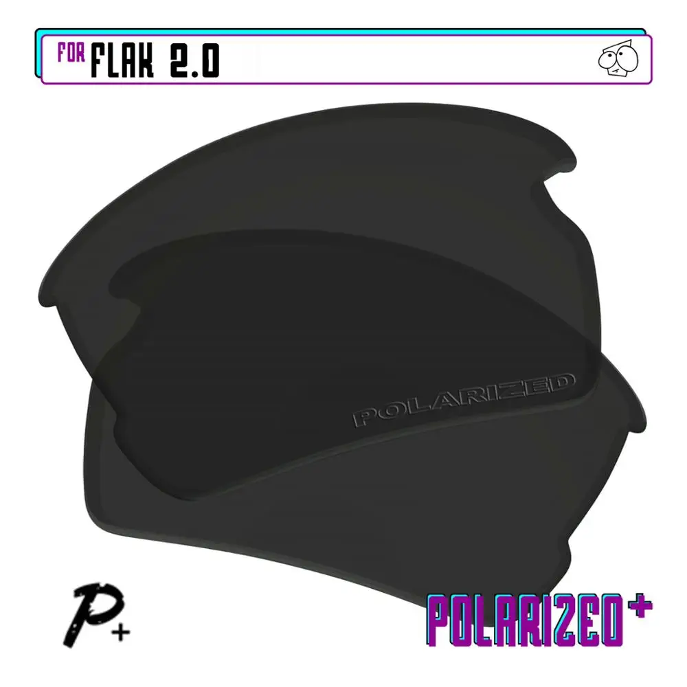 EZReplace Polarized Replacement Lenses for - Oakley Flak 2.0 Sunglasses - Black P Plus