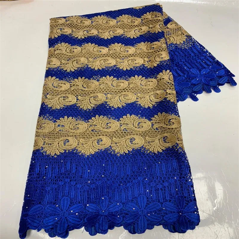 

Newest African Guipure Cord Lace Fabric High Quality French Water Soluble Cord Lace Fabric With Stones For Nigerian Dress WD0719