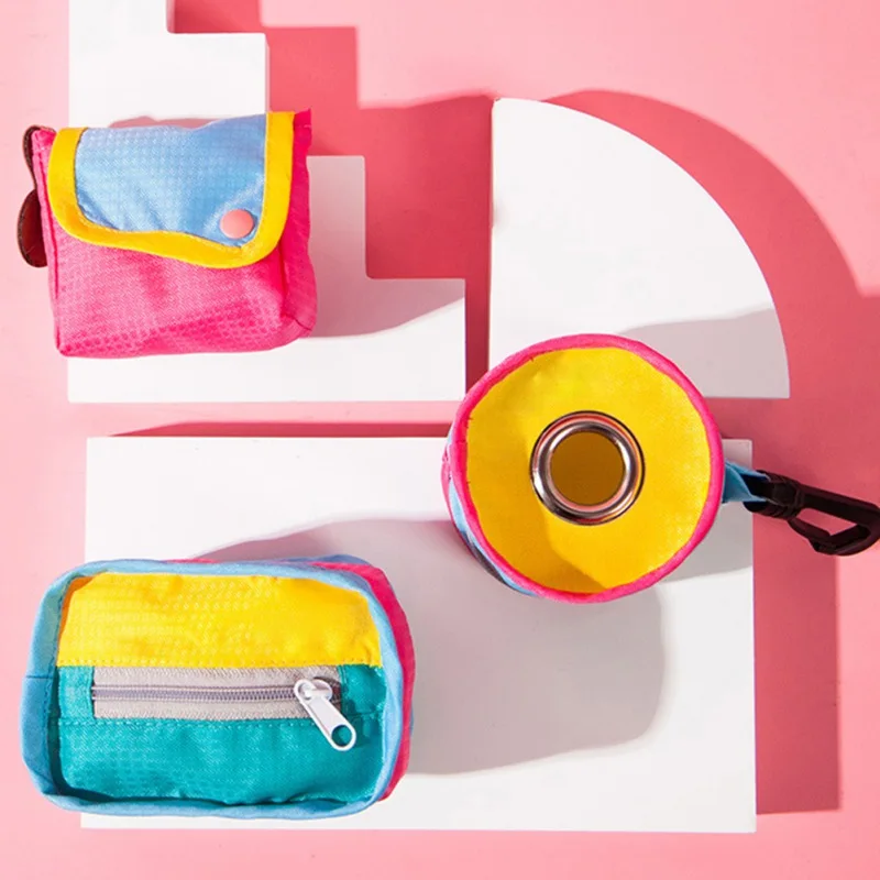 

Pet Food Bag with Leash Three-in-one Travel Bag Dog Walking Portable Bag Cat Dog Self-backpack Practical Pet Accessories