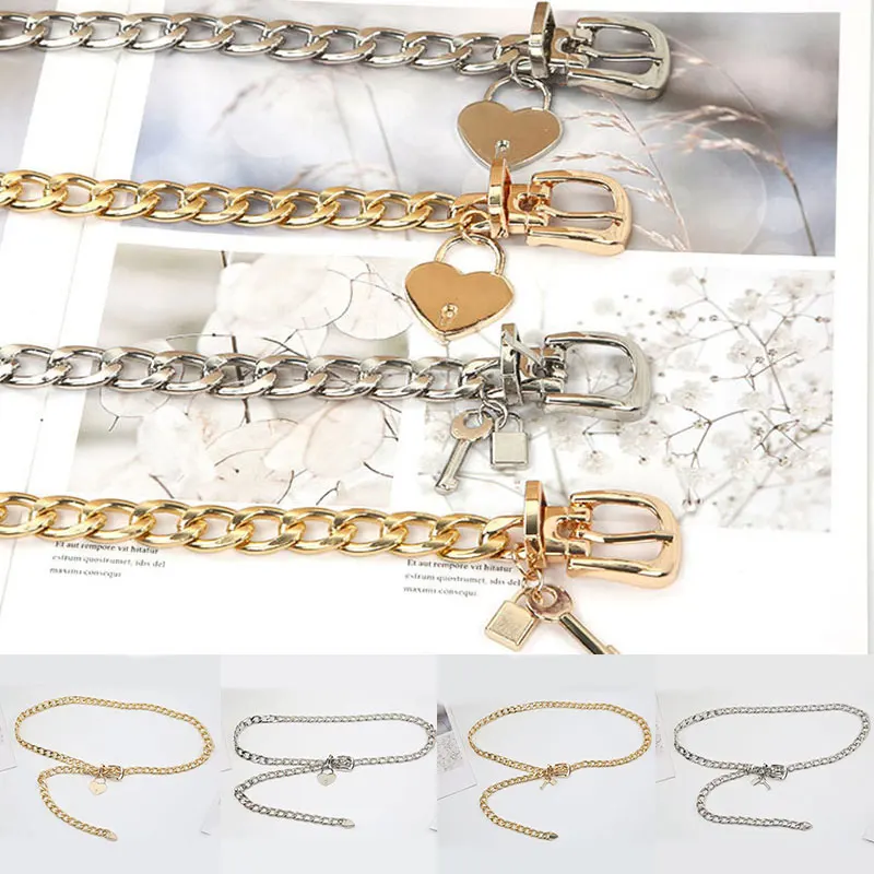 

Love Heart Key Pendant Punk Hip Hop Women Chain Belt Long Tassel Thick Chain Waist Strap Jeans Trousers Casual Female Waistband