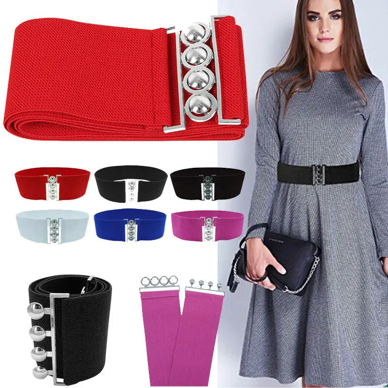 Модный женский эластичный пояс стрейч 4 дюйма широкий застежка на пряжке