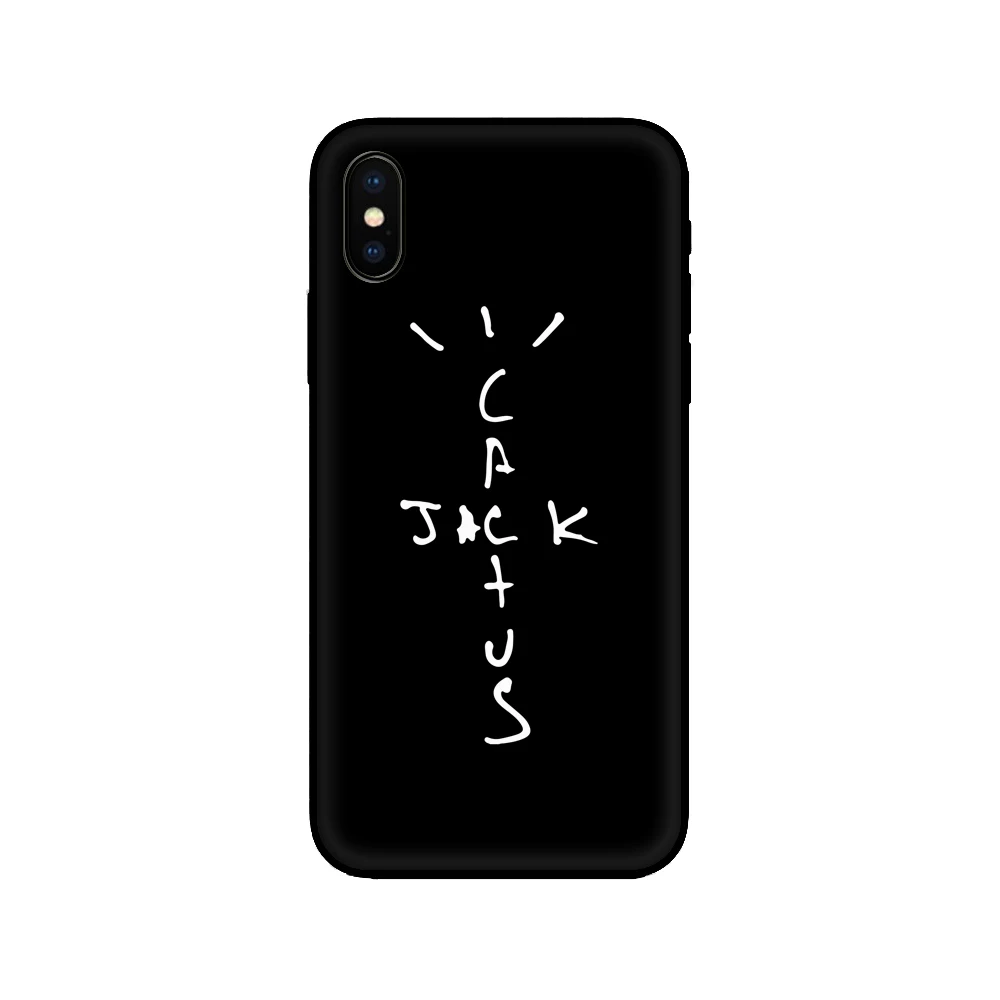 Black tpu case for iphone 5 5s se 2020 6 6s 7 8 plus x 10 cover XR XS 11 12 13 mini pro MAX cactus jack travis scott hiphop