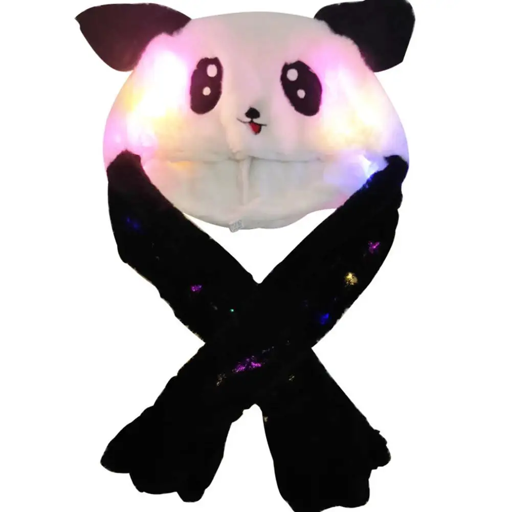 Забавная плюшевая шапка с подвижными ушками светящаяся кроличьими подушка