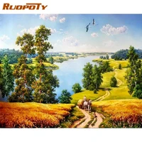 ruopoty plain trail diy oil painting by numbers canvas with seven colors adult paint by numbers canvas drawing with brushes