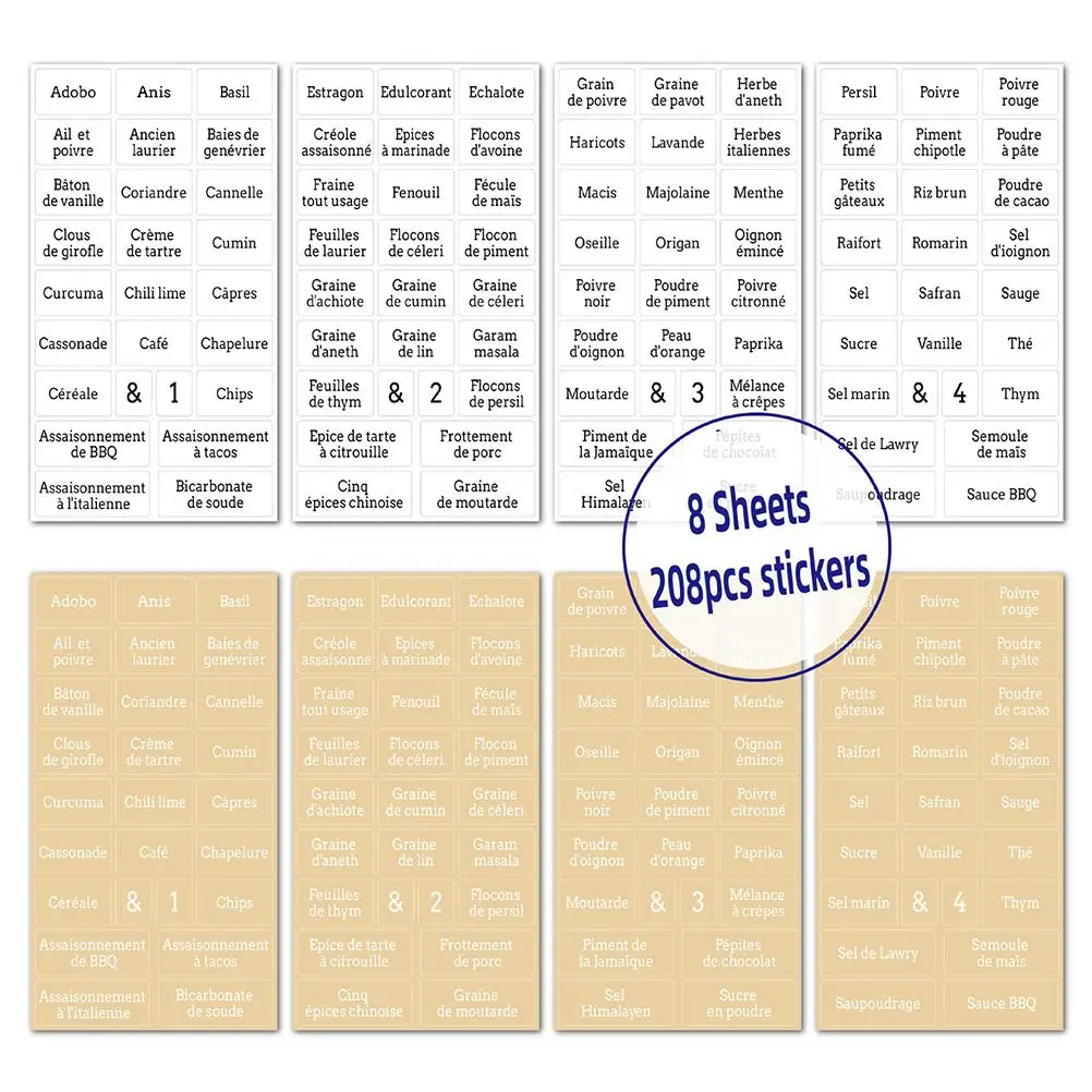 Прозрачные водонепроницаемые наклейки для банок с приправами 8 листов | Дом и сад
