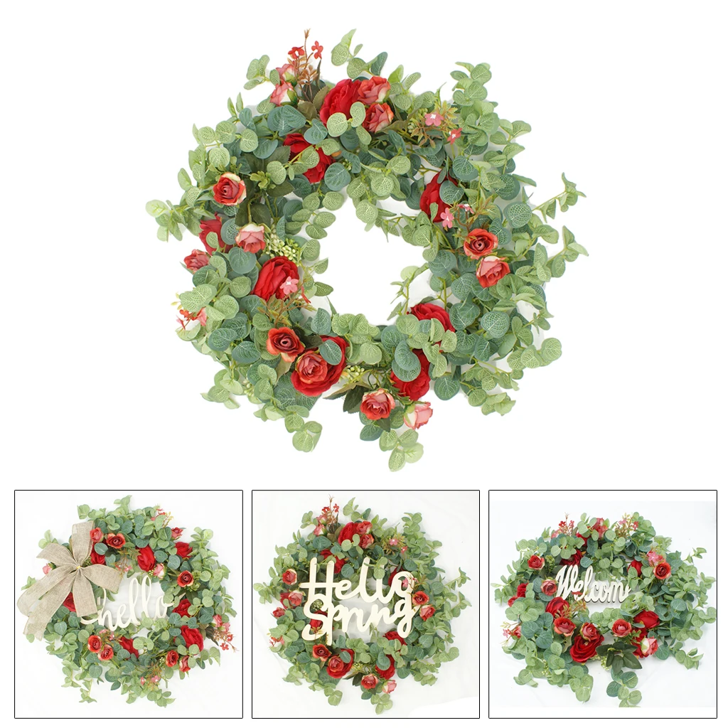 

Silk Artificial Wreath Garland Door Farmhouse Indoor Garden Decor Photo Prop