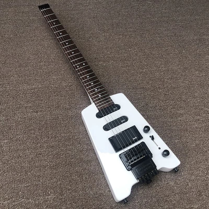 

2020 High quality headless electric guitar 24 Frets mahogany body,White electric guitar free shipping
