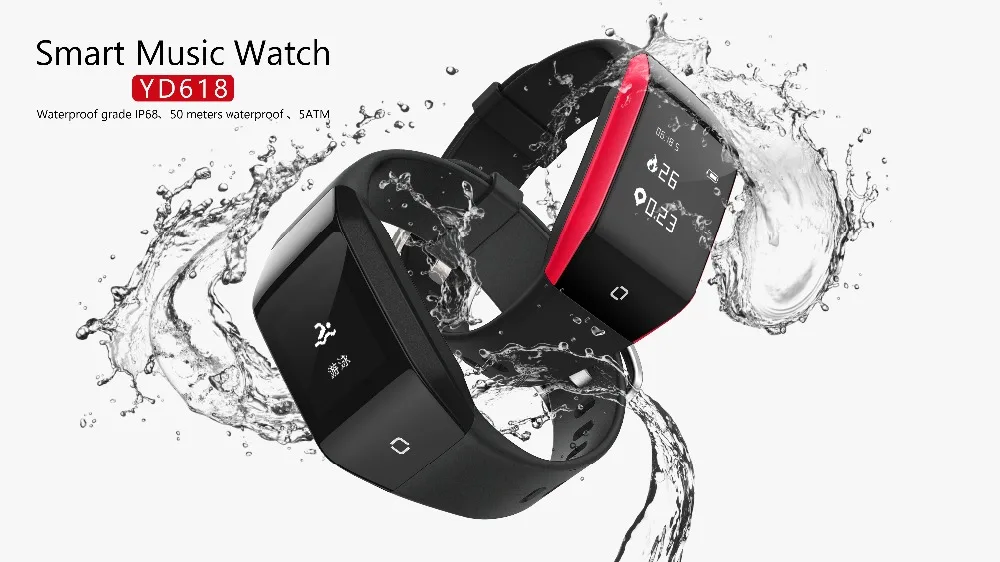 YD618 Смарт-часы Bluetooth музыкальный браслет 0 96 IP68 Водонепроницаемый 512 Мб U дисковая