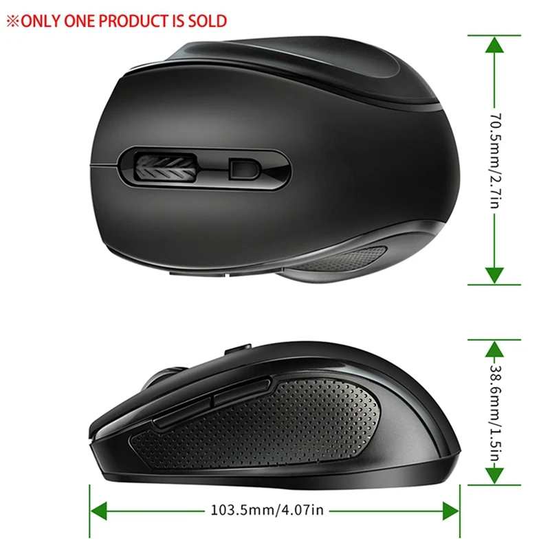 

HOT-2.4GHz Wireless Battery Mouse 1600Dpi Laptop Desktop Computer Mouse Ergonomic Mouse