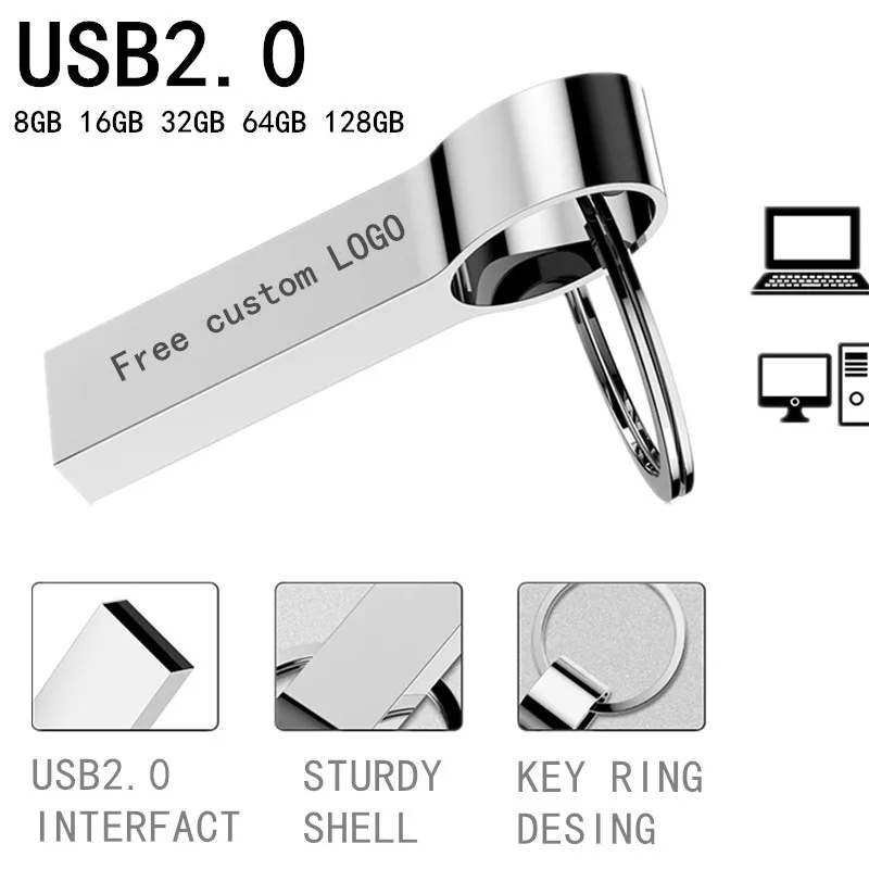 KRY usb flash drive 2.0 64GB 32GB 16GB 8GB 4GB pen USB2.0 drive waterproof portable key metal memory stick storage thumb U disk