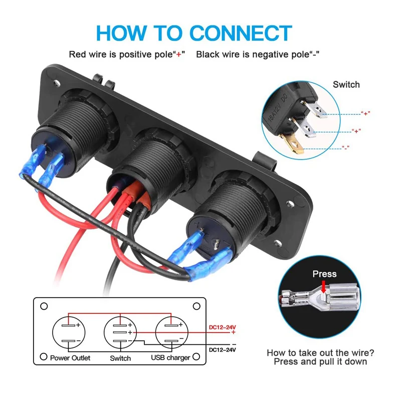 Водонепроницаемое зарядное устройство с двумя USB-портами для прикуривателя 4.2A |