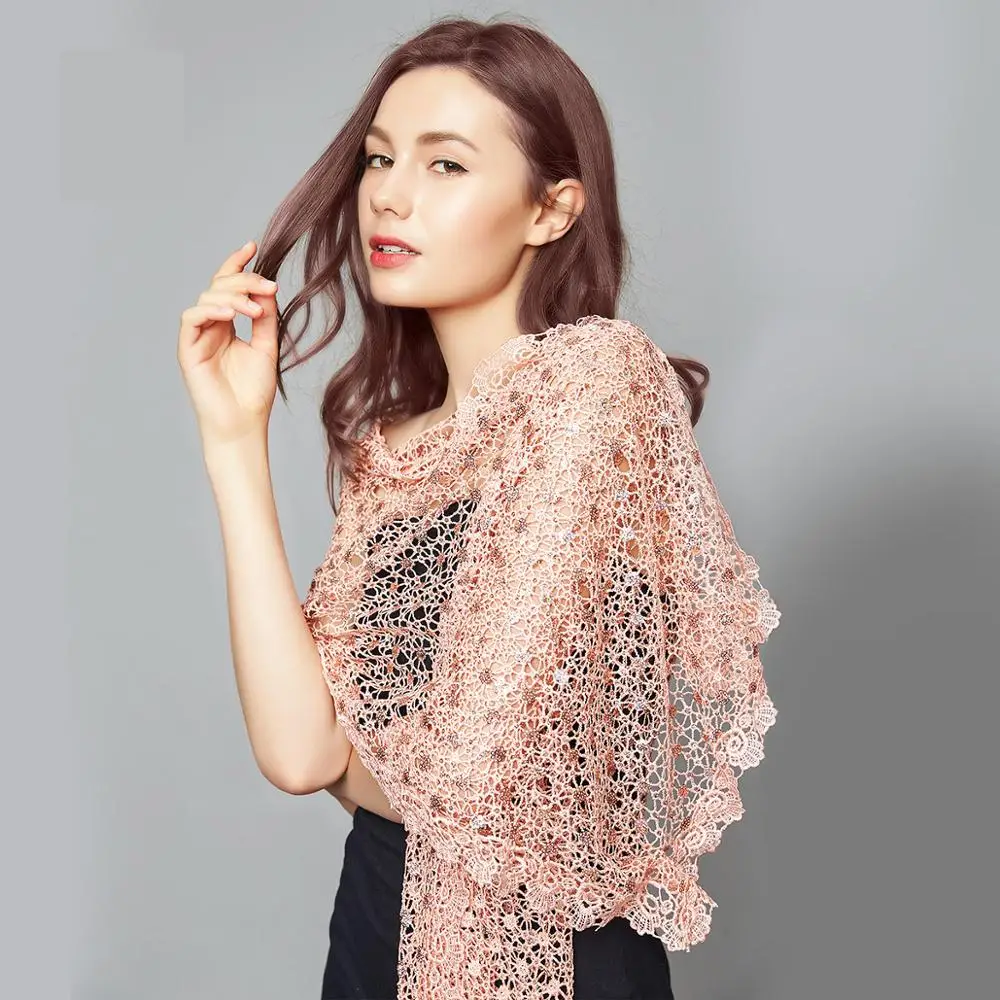 Женская кружевная шаль и шарф с вышивкой блестками| |