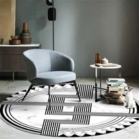 fashion modern simple black and white geometric marble like round living room bedroom stool non slip floor mat carpet