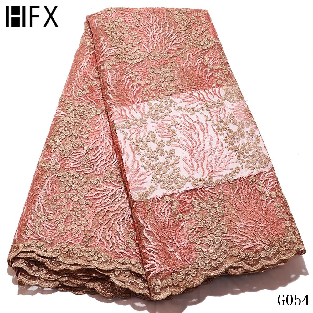 Новейшая темно синяя Тюлевая кружевная ткань HFX Высококачественная Европейская