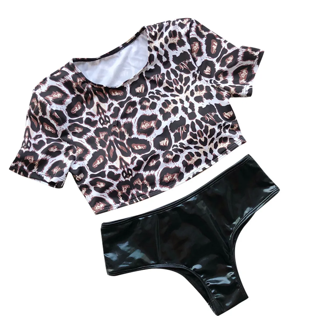 Женский купальник бикини с леопардовым принтом желтый пуш ап сексуальный модель