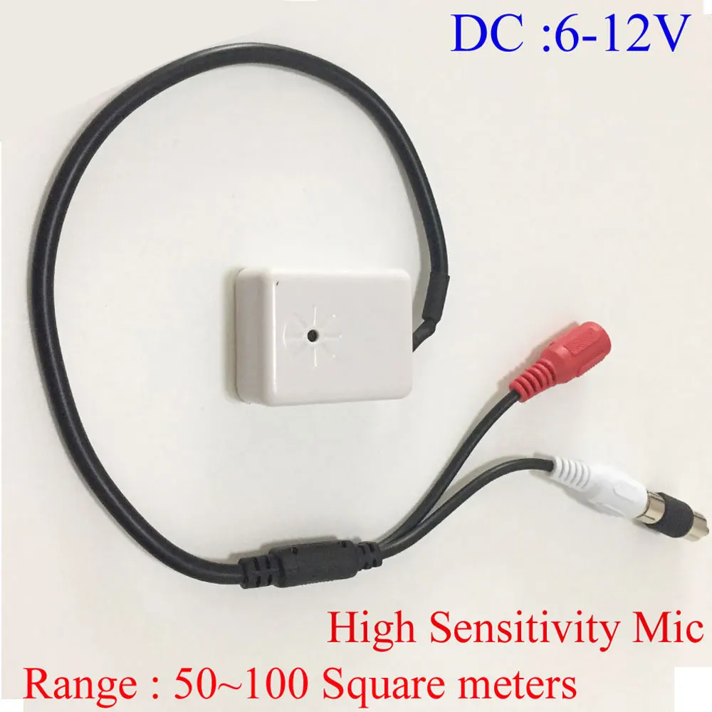 

Mic 50-100 Square Meters Mini CCTV Security Surveillance Microphone Audio Input For1080P Wifi IP Cameras DVR NVR Security System