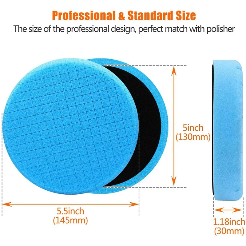 

5Inch Backing Plate Compound Buffing Sponge Pad Polishing Pads Kit for Car Buffer Boat Polisher Polishing,Waxing,Sealing