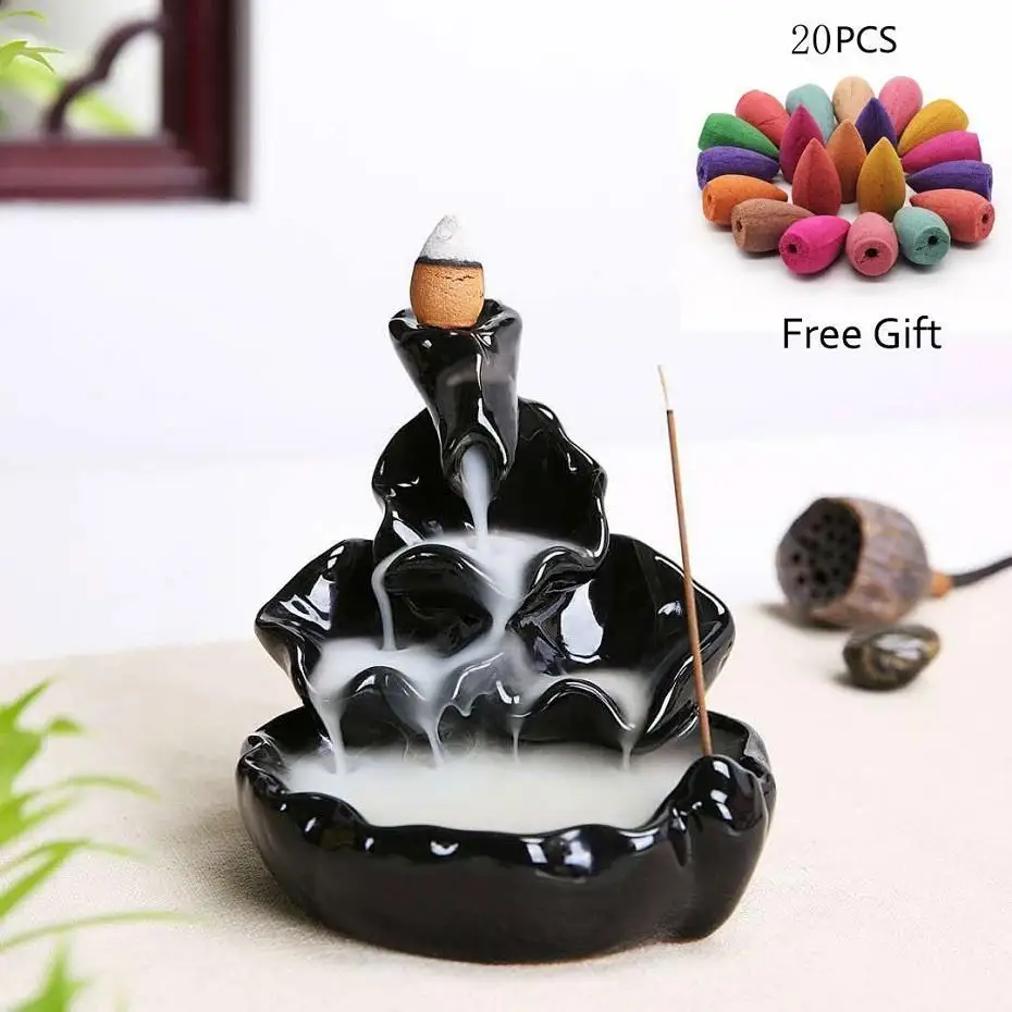 

Zen Creative Tower Incense Ceramic Burner Fragrance Holder Backflow Censer Creative Aromatherapy Smoke Reflux Incense burner