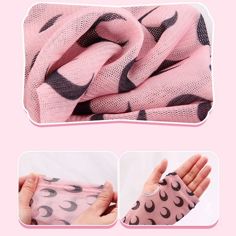 

1 Pair Summer Ice Silk Print Sun Gloves Half Finger Fingerless Driving Arm Warmers Outdoor Sports Sunscreen Long Sleeve Gloves
