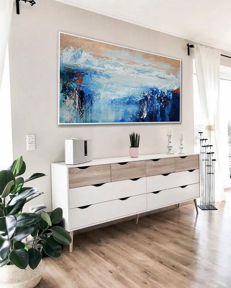 Koop Acryl Panoramisch Canvas Schilderij Extra Grote Geweven Hedendaagse Moderne Oversize Wall Art Kunstwerk Horizontale Abstract Olie
