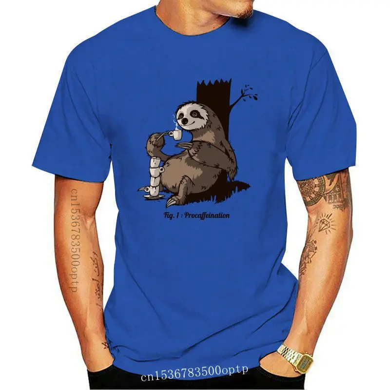 

Дизайнерская мягкая хлопковая футболка цвета кофе ленивого прокрастинации, Милая футболка с круглым вырезом и рисунком