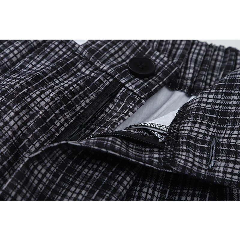 

Black Plaid Pant For Women Relax Streetwear Wide Leg Overalls Pants Lady Zipper Casual Vintage Harajuku Loose Hip-hop Trousers