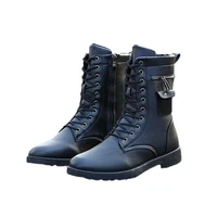 combat boots leather casual shoes men boots zipper black boots mens lace up fashion cowboy boots punk style botas moto hombre