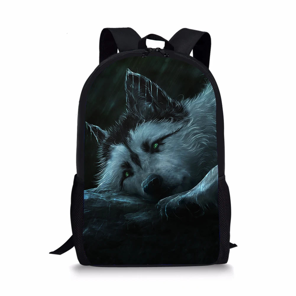 Fashion Children's Backpack Cartoon Fantasy Wolf Pattern Toddler Kids School Book Bags Animal Women's Travel Backpack