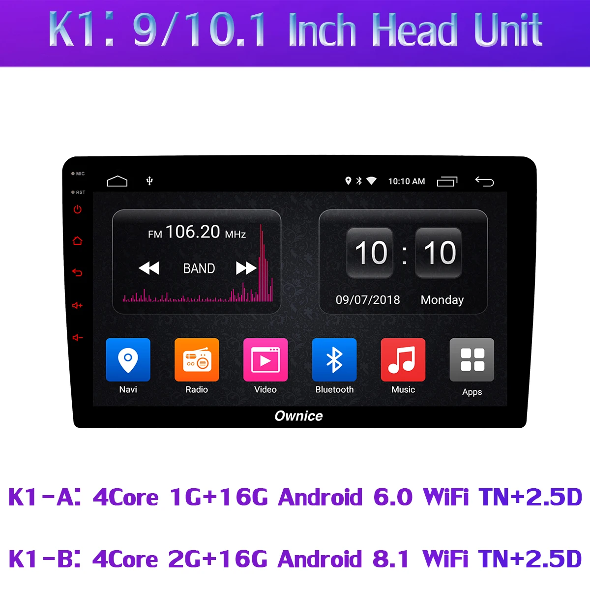 Ownice K1 ультратонкий 1din четырехъядерный Android 8 1/6 0 1 Гб + 16 Гб/32 ГБ Автомобильный