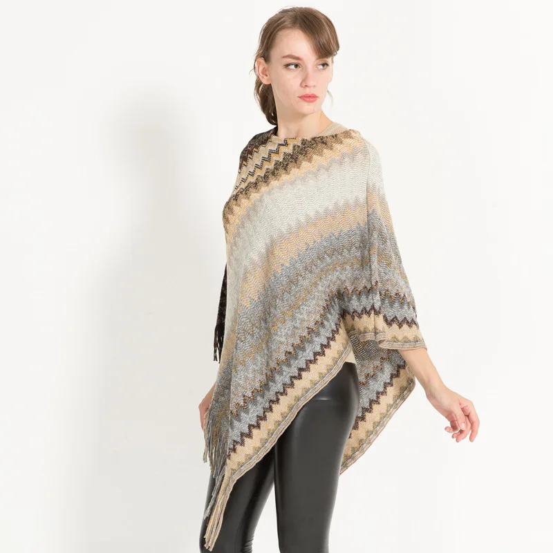 Высокое качество пончо Европейская и американская мода вязаная накидка шаль