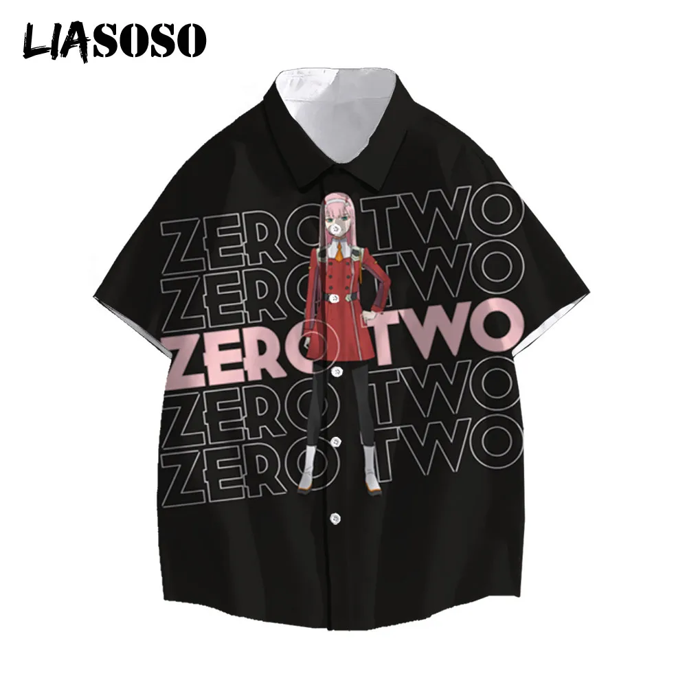 

LIASOSO Japan Anime DARLING in the FRANXX 3D Print Shirt Zero Two Streetwear Men Women Short Sleeve Harajuku Cosplay Sexy Girls