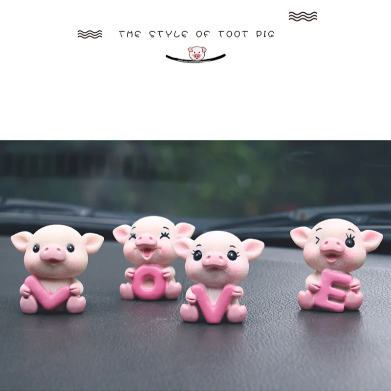 

4pcs/set Newest Car Ornaments Cute LOVE Little Pig interior Decorations Car Creative Decorative Accessories High Quality
